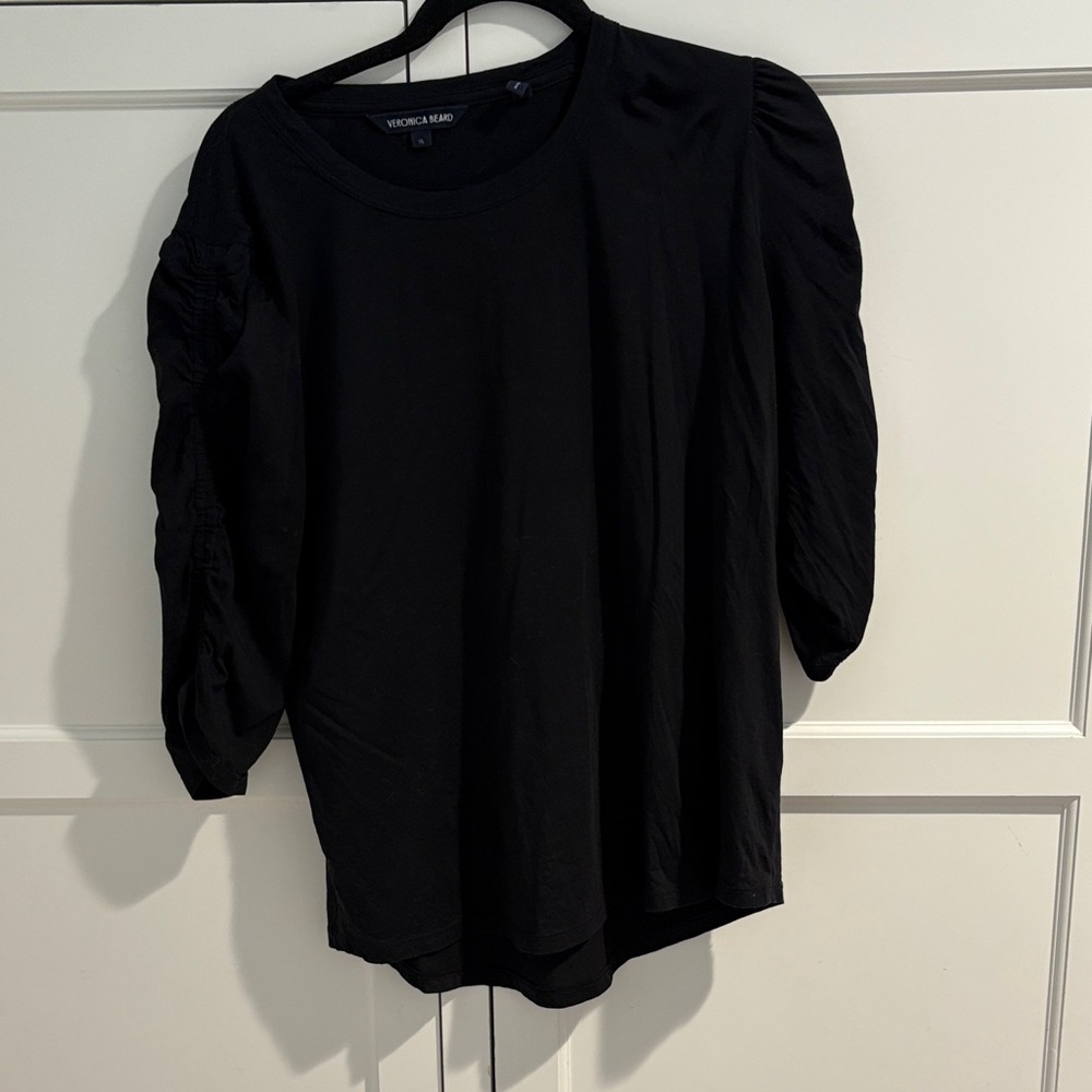Veronica Beard Waldorf ruched-sleeve shirt XL